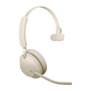 Jabra Evolve2 65 UC Mono Headset With Link 380 USB-C Wireless Adapter (Beige)