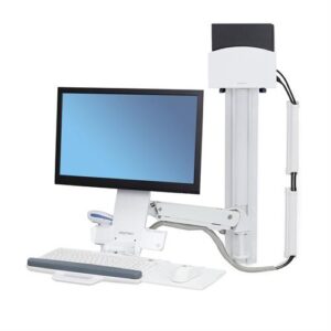 Ergotron StyleView® Sit-Stand Combo System (white) Keyboard & Monitor Mount with Medium CPU Holder | P/N: 45-271-216