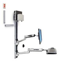 Ergotron LX Sit-Stand Wall System Keyboard & Monitor Mount with Medium CPU Holder | P/N: 45-358-026