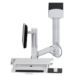 Ergotron SV Combo System with Worksurface & Pan, Small CPU Holder  45-594-026(aluminum) 45-594-216(white)
