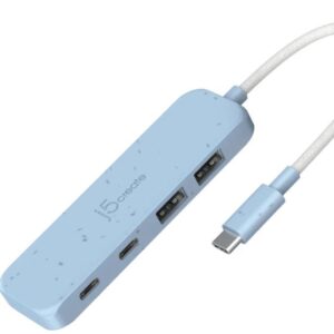 J5Create Eco-Friendly USB-C® to 4-Port Type-C & Type-A Gen 2 Hub (Cyan)