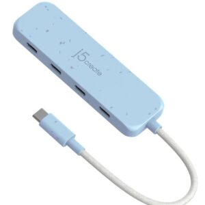 J5Create Eco-Friendly USB-C® to 4-Port Type-C Gen 2 Hub (Cyan)