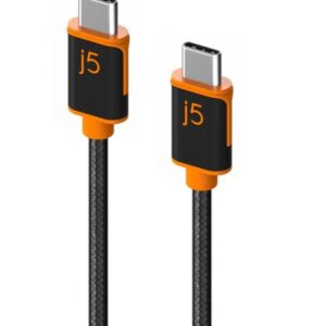 J5Create USB-C™ to USB-C™ Sync & Charge Cable with a Braided Polyester Cover for High Durability