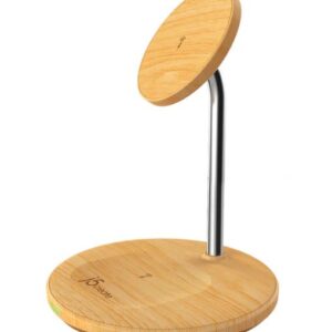 J5Create Wood Grain 2-in-1 Magnetic Wireless Charging Stand