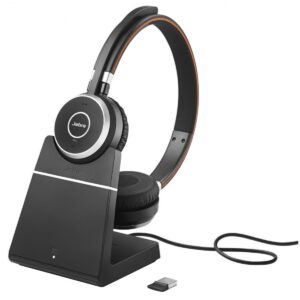 Jabra Evolve 65+ UC Stereo Wireless Headset With Charging Stand & USB Adapter