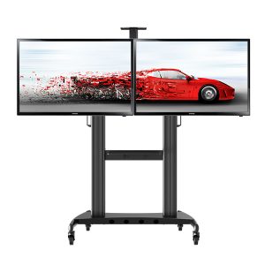 NB Aluminium Dual Screen TV Cart : AVT1800-60-2A Fit Most 40"-60" Flat Panel LED, LCD TV.